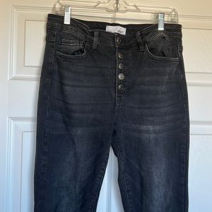 Vervet York High Rise Distressed Button Fly Ankle Skinny Denim Jeans size 30